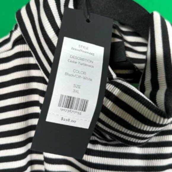 NWT Veronica Beard Cedar Turtleneck with Puffed shoulder Black White Size 3XL - Picture 3 of 7